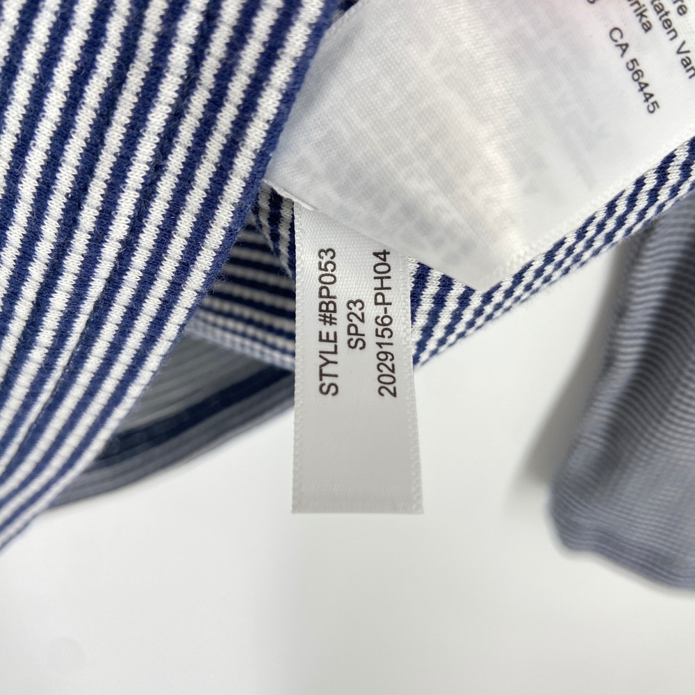 J. Crew XS BP053 Ruffle-collar LS shirt in‎ striped vintage rib Navy White - Picture 6 of 9
